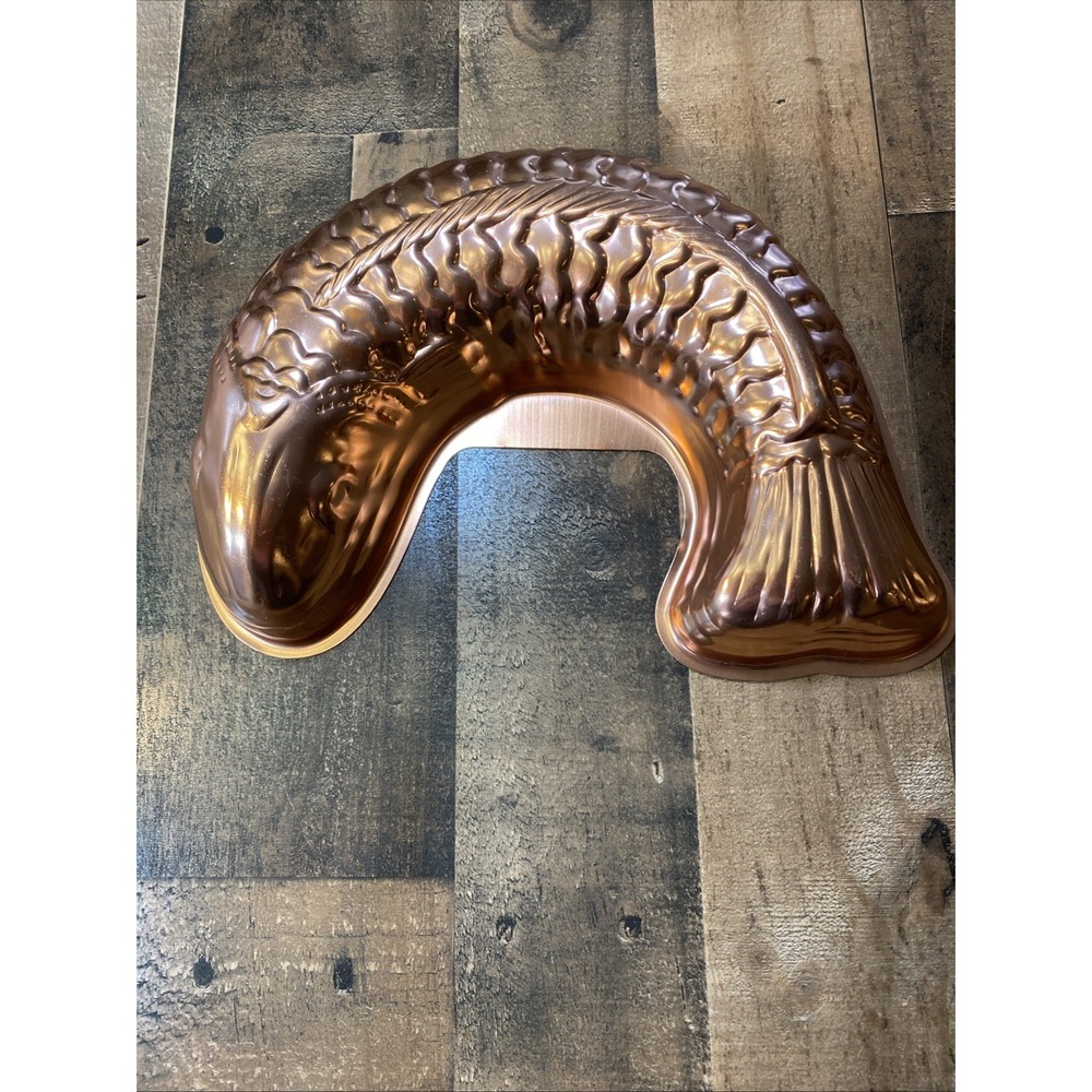 Vintage Pink‎ Copper Fish Jello Aluminum Mold/ Wall Hanging With Hook Farmhouse
